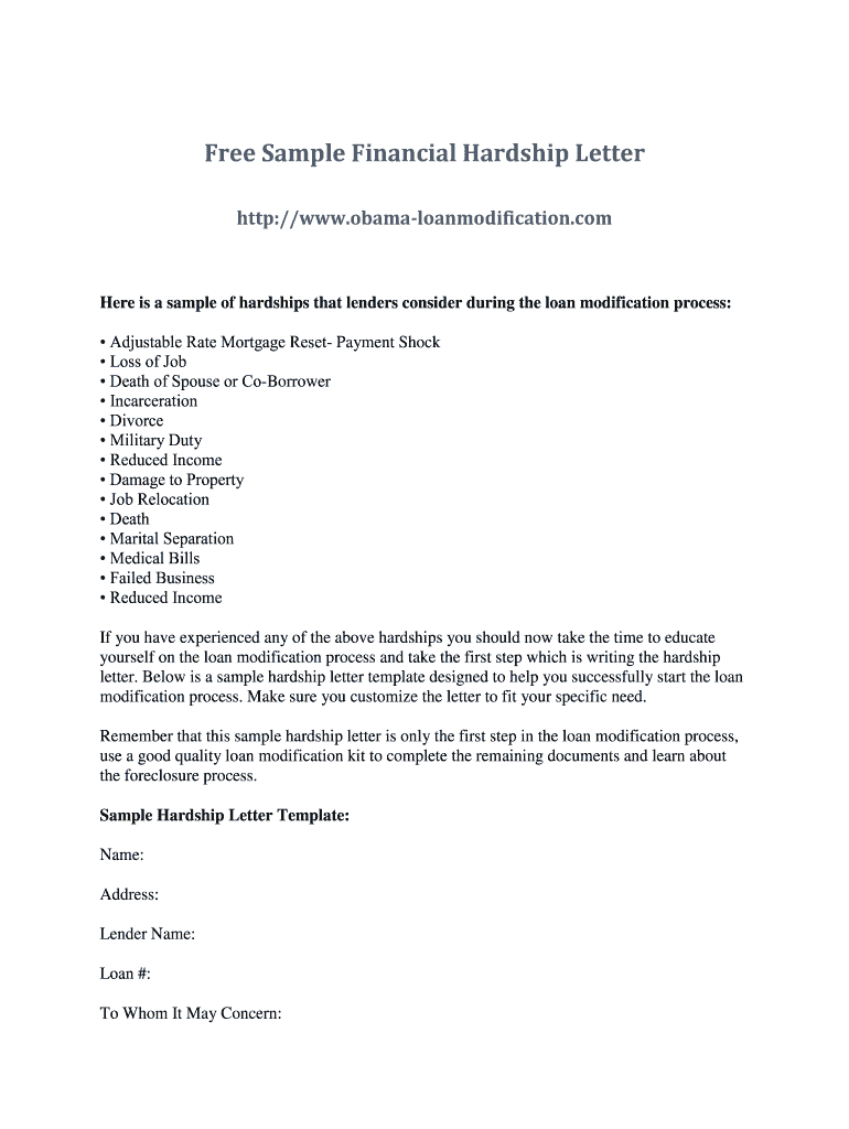 Sample Hardship Letter For Mortgage Modification from www.signnow.com