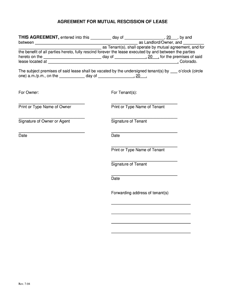  Mutual Rescission of Lease 2004-2024