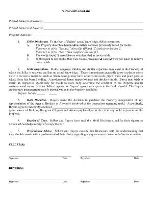 MOLD DISCLOSURE  Form