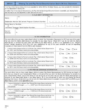 Sws Pay Period Deepwater Horizon Form