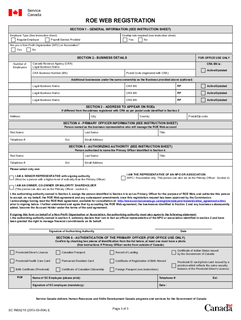  Blank Roe Form PDF 2013-2024