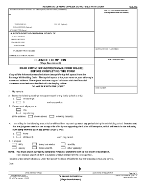 Wg006 Filing Fee in California Form