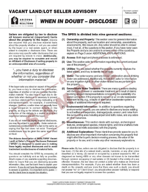 Vacant Land Disclosure  Form