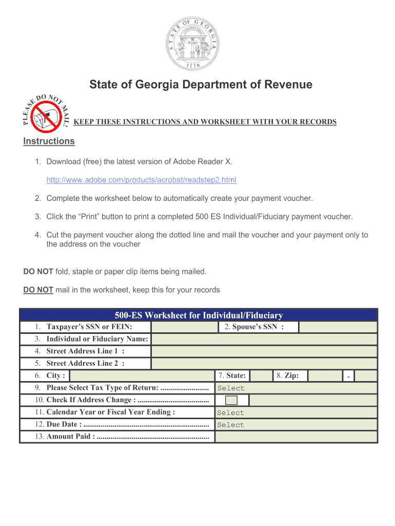 Get and Sign Ga Form 500es in Printable Form 2020