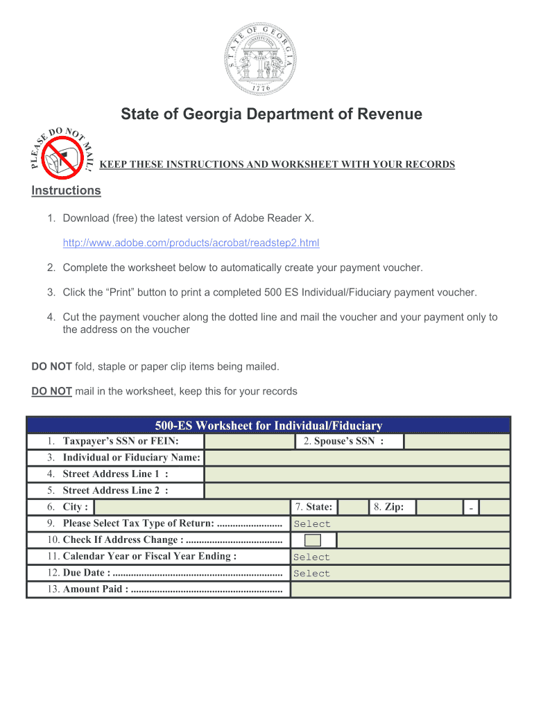  Ga Form 500es in Printable Form 2020