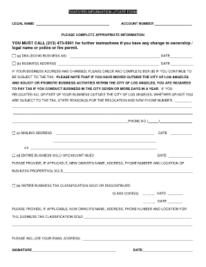 Taxpayer Information Update Form