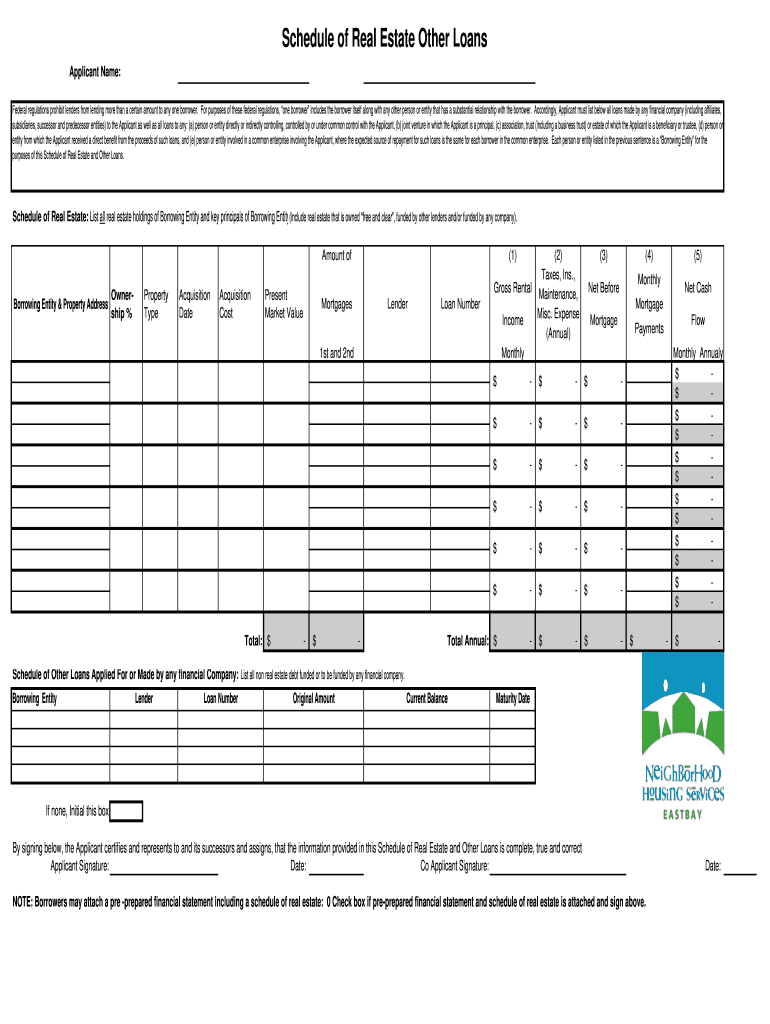 Reo Schedule Form