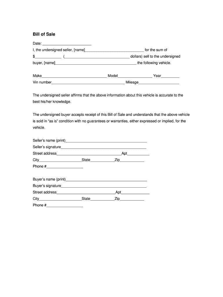 Bill Sale  Form