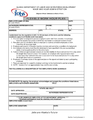 FLEXIBLE WORK HOUR PLAN Alaska Department of Labor and Labor Alaska  Form