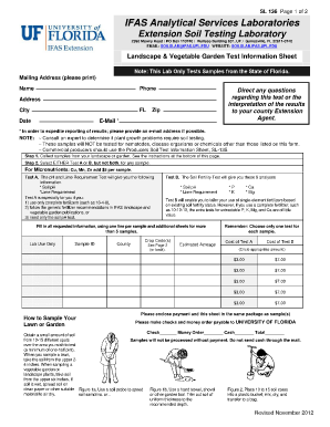 SL 136 UFIFAS Analytical Services LaboratoriesANSERV Labs Soilslab Ifas Ufl  Form
