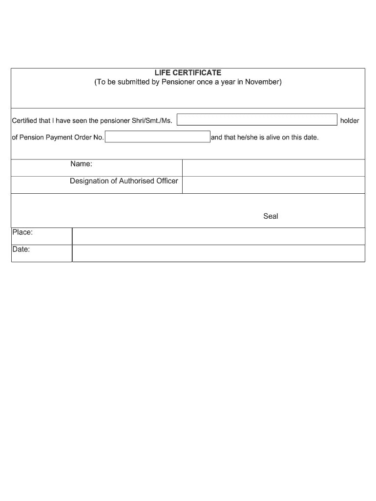 Life Certificate Sample  Form