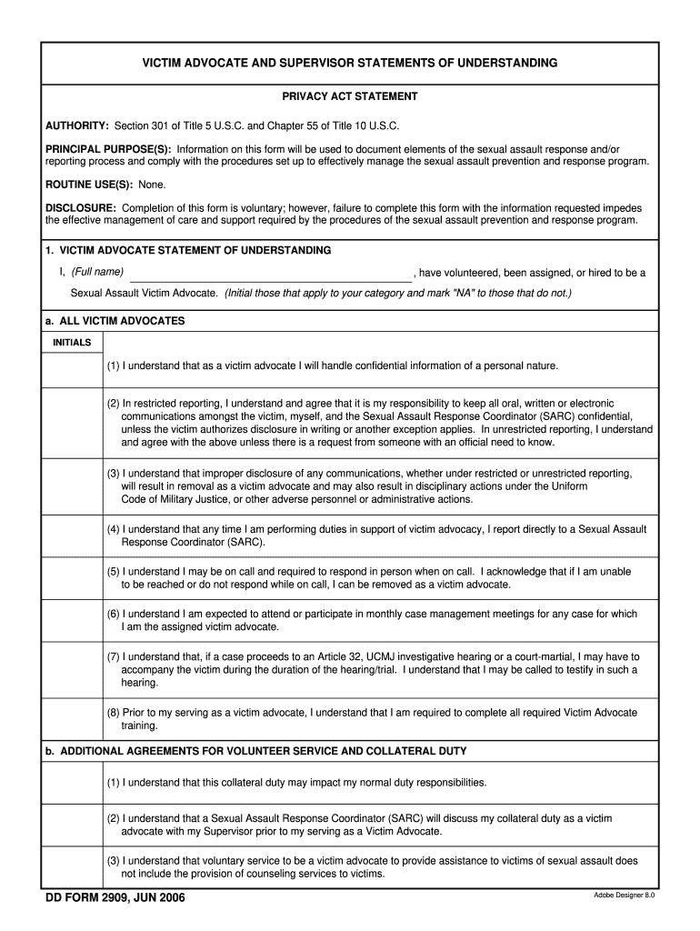 Dd 2909  Form