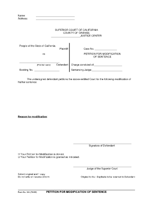 Sentence Modification Form