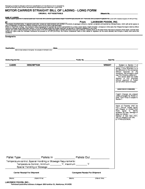 Long Form Bill of Lading