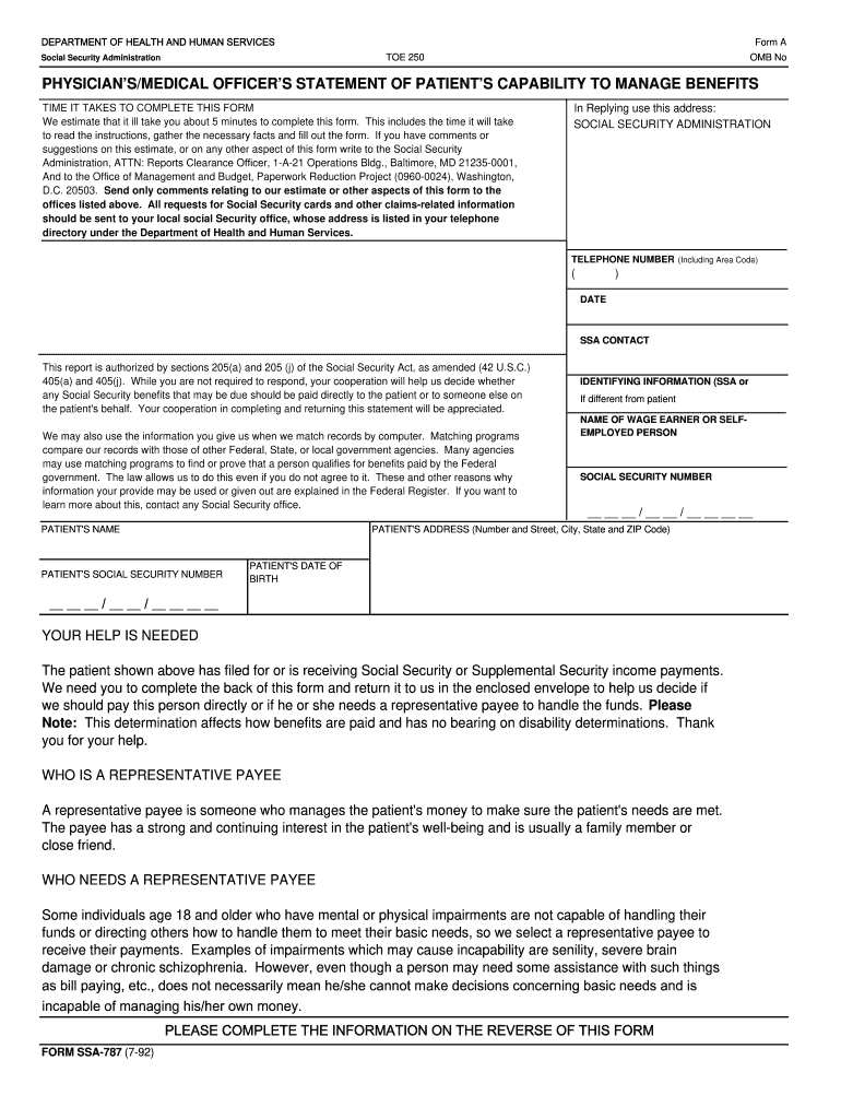  Ssa 787 7 92 Form 2018