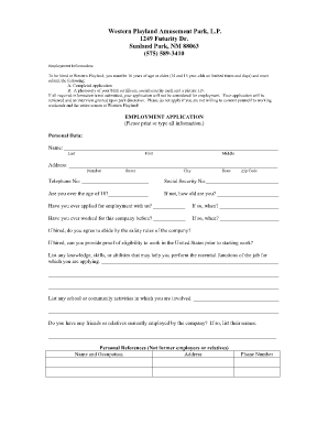 Western Playland Application  Form