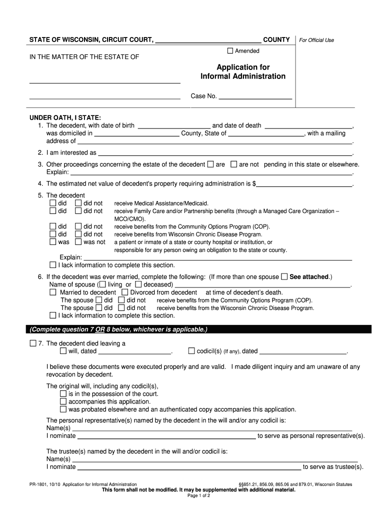  Pr 1801 Form 2010