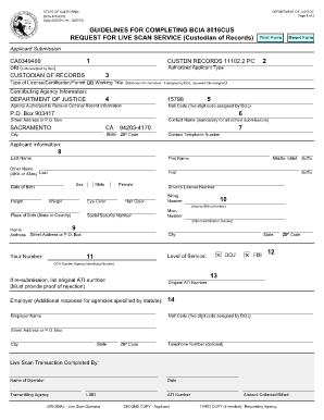 BCIA 8016CUS State of California Oag Ca  Form