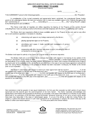 Exclusive Right to Rent Agreement  Form