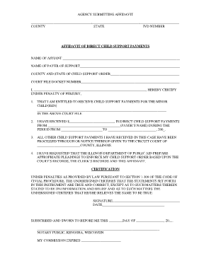 Affidavit for Receiving Money  Form