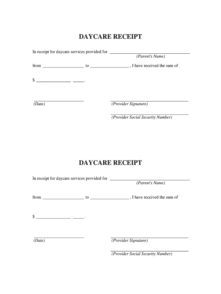 Dependent Care Fsa Babysitter Receipt Template Form Fill Out and Sign