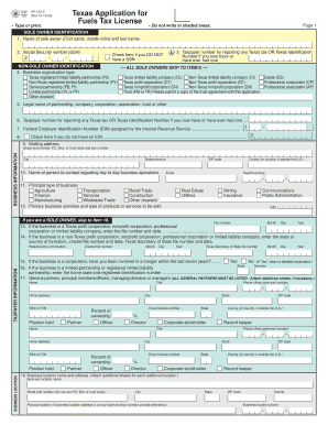 Texas Application for Fuels Tax License  Form