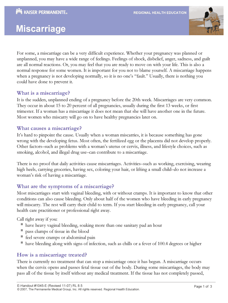  Proof of Miscarriage Form 2007-2024