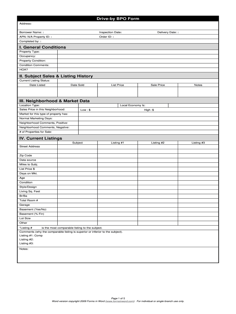 Drive by Bpo Form