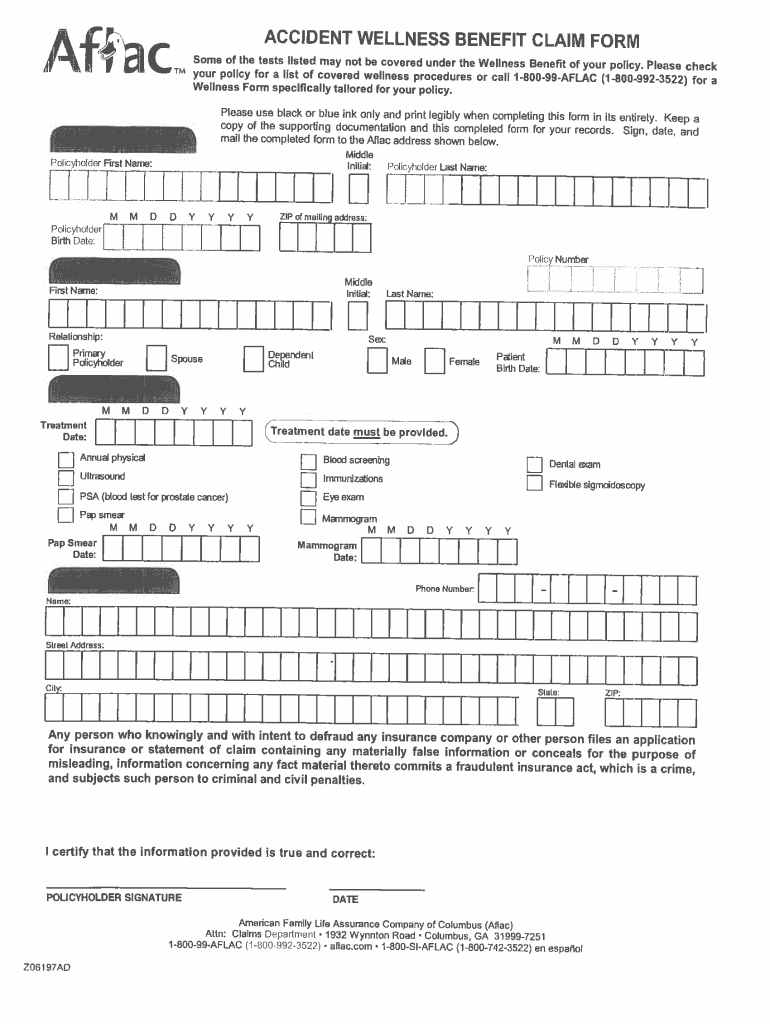 Aflac Claims  Form