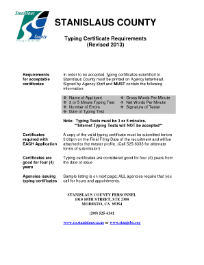 Blank Typing Certificate  Form