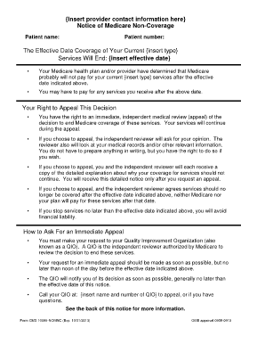 Insert Provider Contact Information Here Notice of Medicare Non