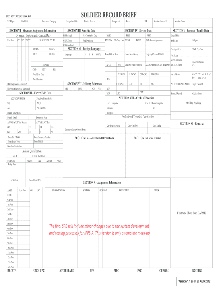 Soldier Record Brief  Form