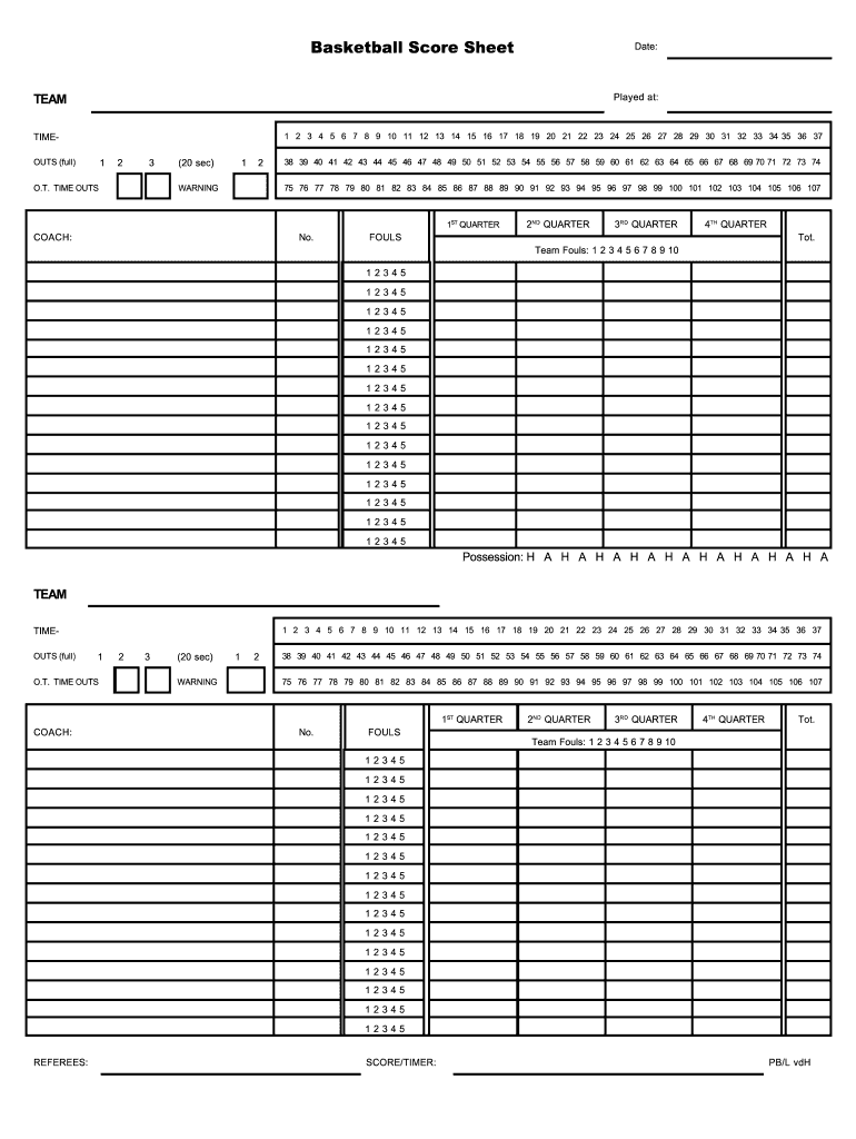 Score Sheet  Form