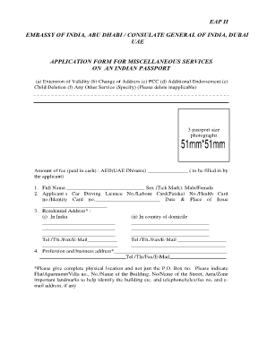 EAP II Application Miscellaneous Services BLS International Visa  Form