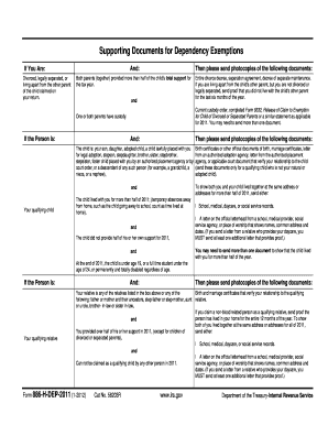 Supporting Documents for Dependency Exemptions Form