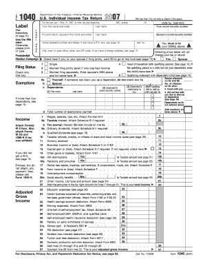 1040 U S Individual Income Tax Return Filing Status Exemptions Irs  Form