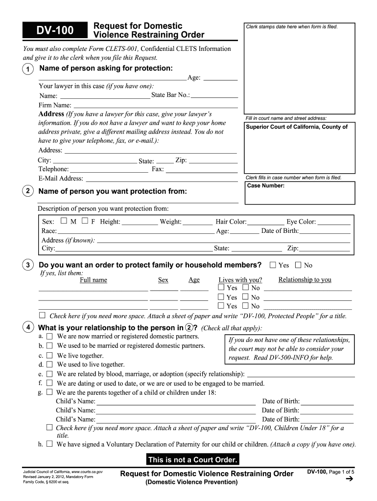  Dv 100  Form 2012