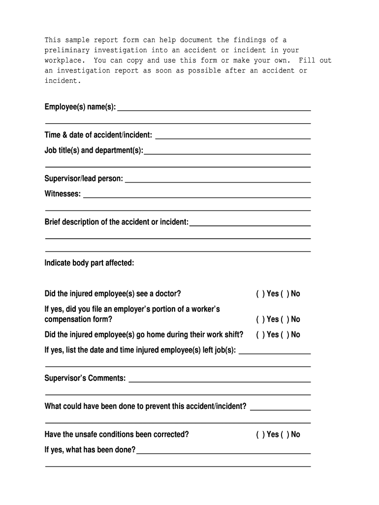 Accident Report Sample  Form