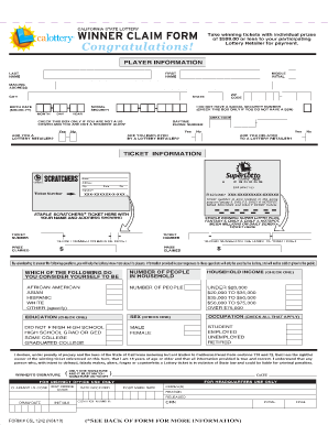 California Lottery Claim Form