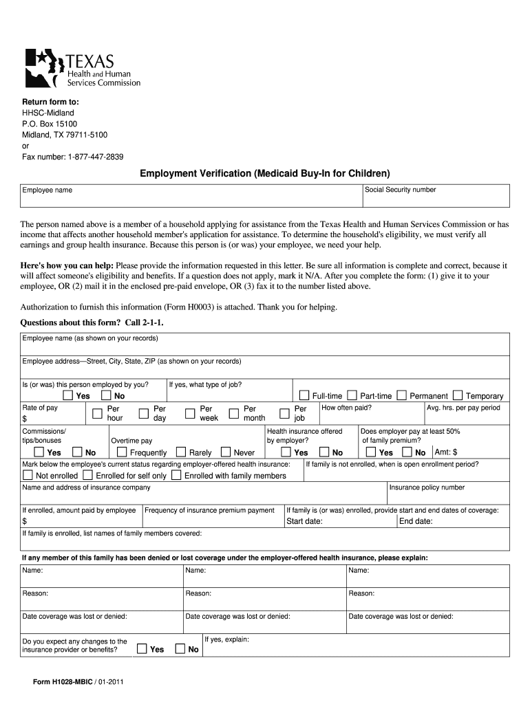  Form H1028 Employment Verification 2011-2024