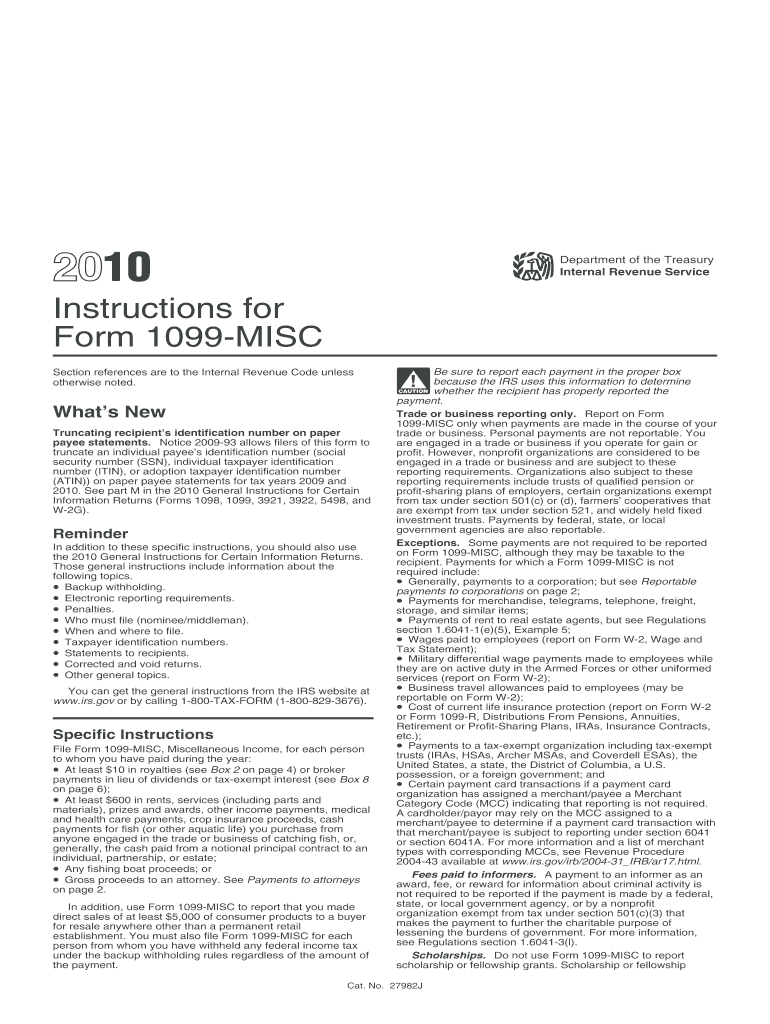  1099 Misc Fillable Form 2010