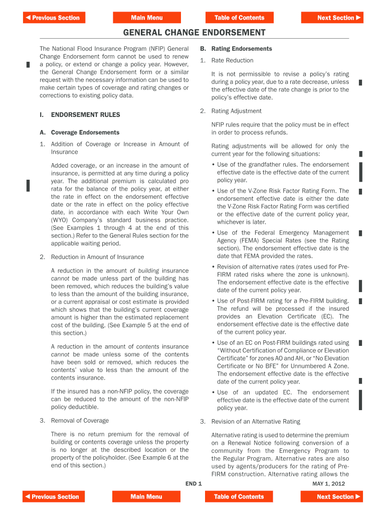 Fillable Flood General Change Endorsement Request  Form