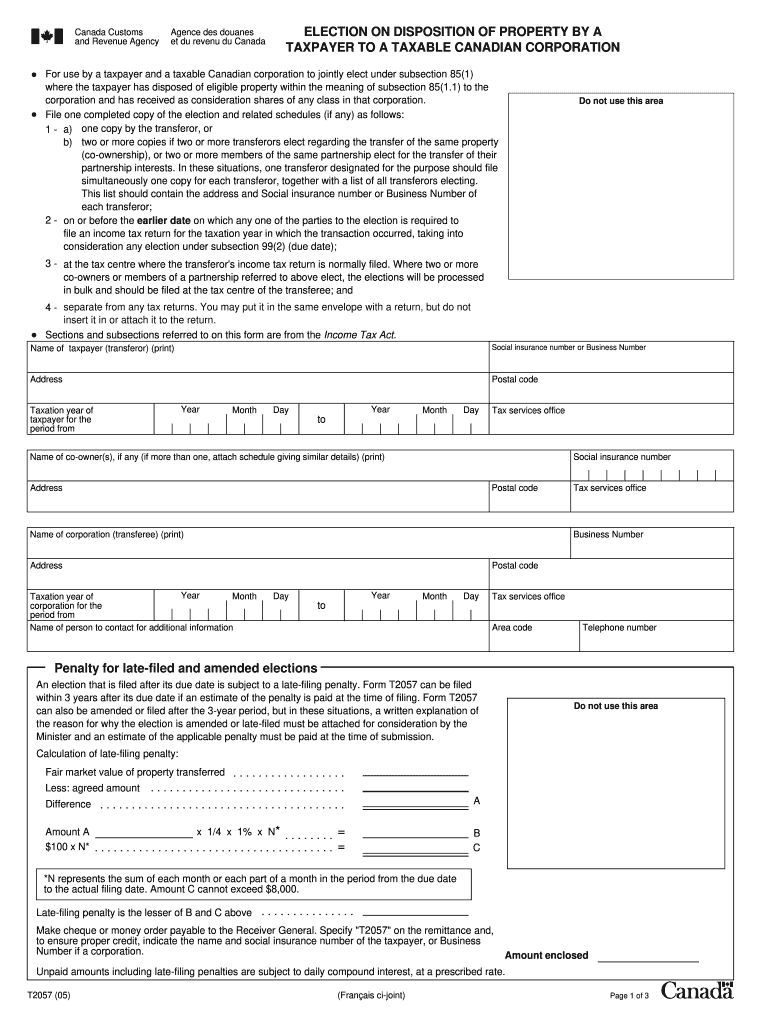 Get and Sign T2057 Form 2005-2022