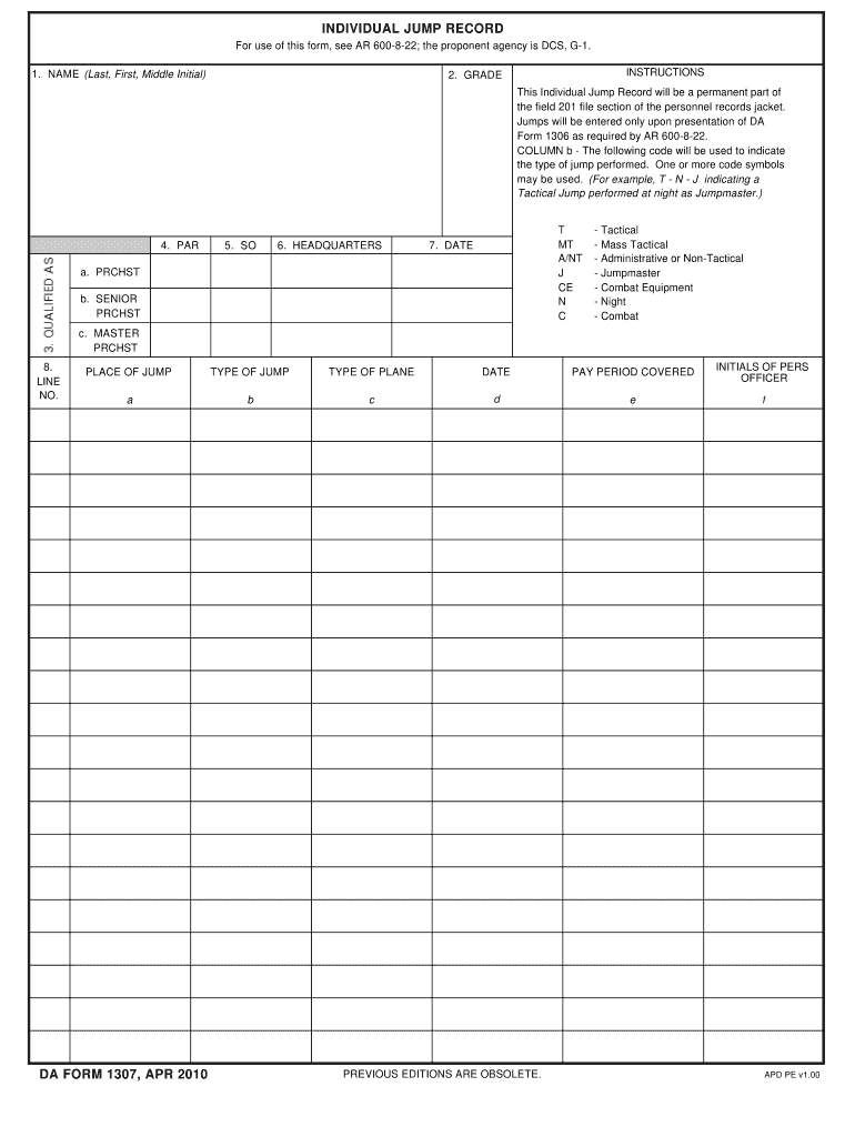  Da Form 1307 2010-2024