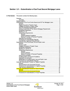 Suntrust Subordination  Form