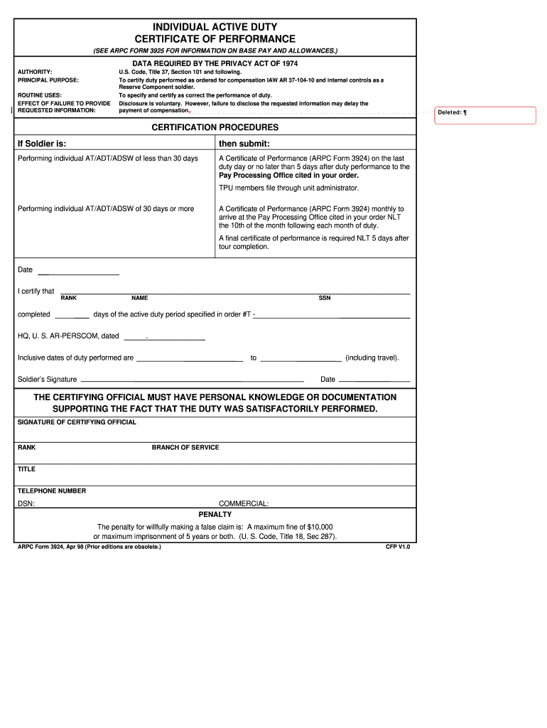  Arpc Form 3924 1998-2024