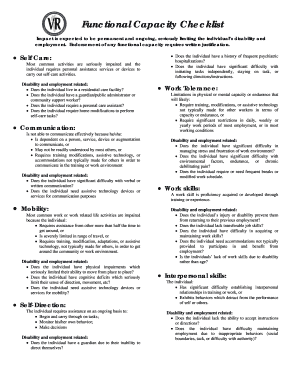 Functional Capacity Checklist  Form