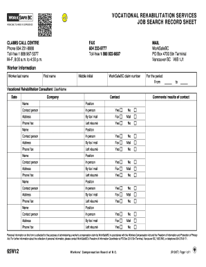 Worksafebc Form 65w12