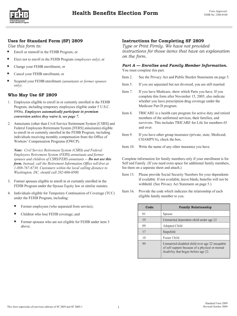 Sf 2809 Fillable  Form