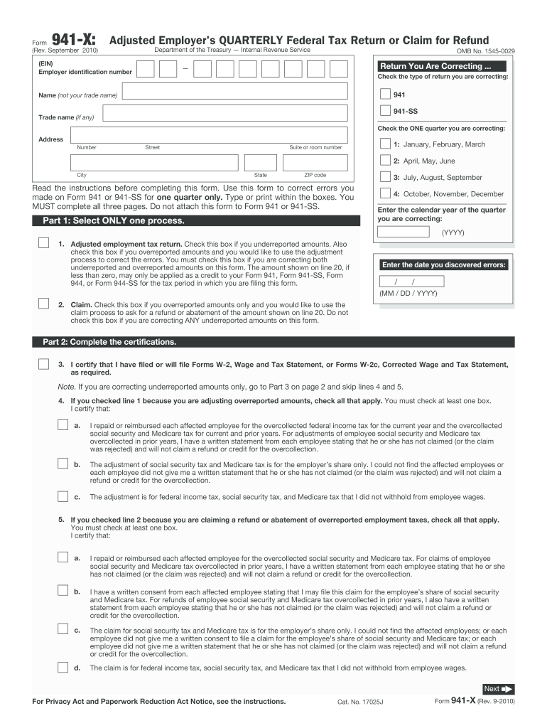 941 for Fillable Form